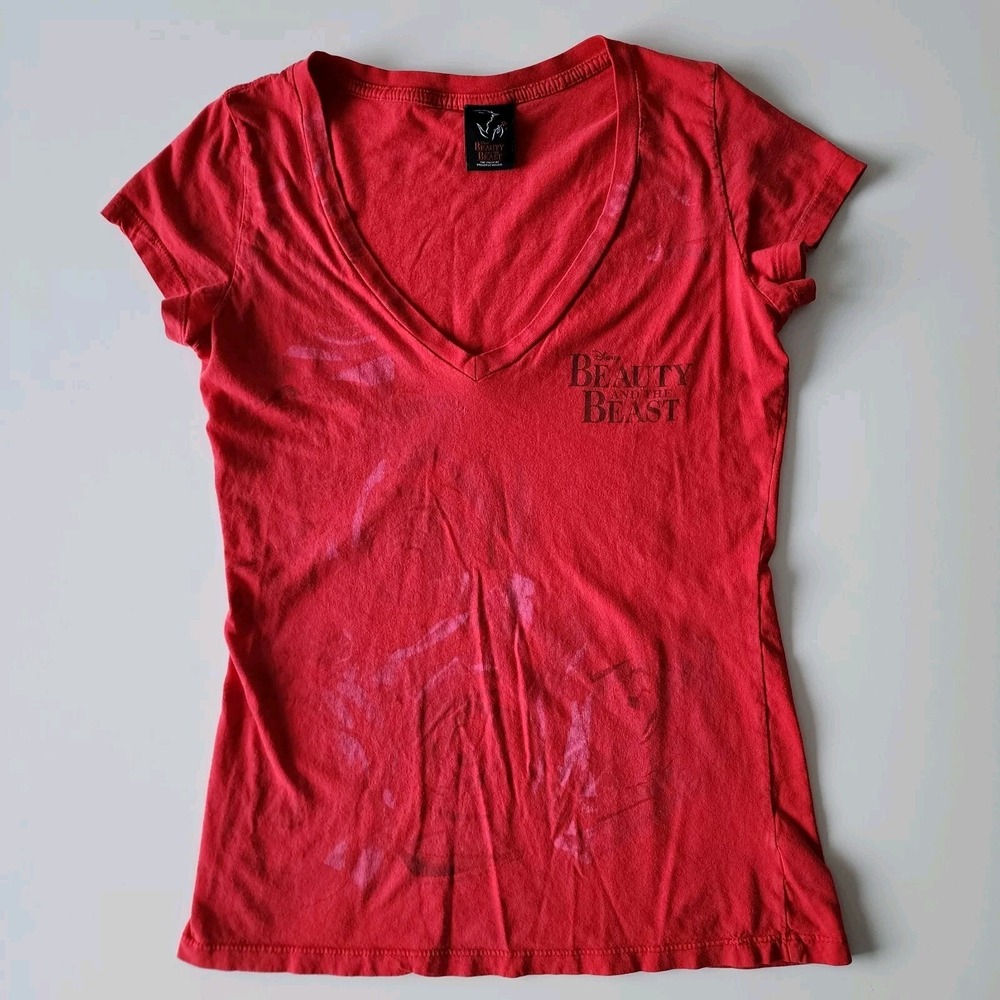 Disney Beauty And The Beast‎ Shirt Womens Large Musical Broadway Red Roses Logo